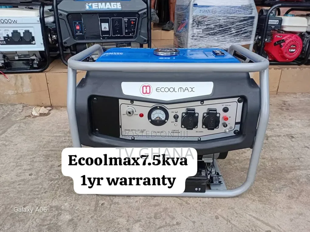 Ecoolmax 7.5kVA Petrol Generator – Key Start, Heavy Duty7.5kva