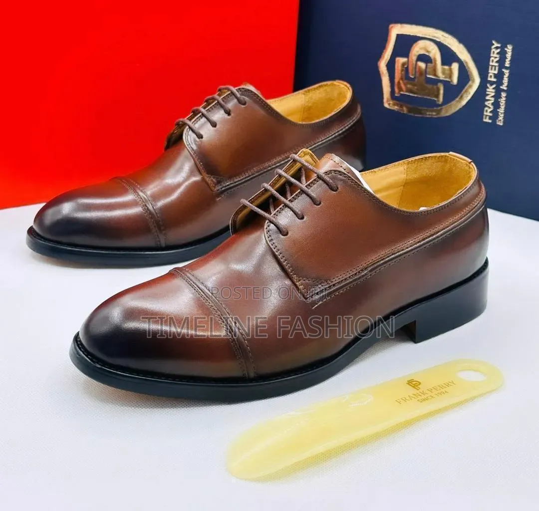 Classic Handmade Frank Perry Flap Lace Coffee Brown Shoes