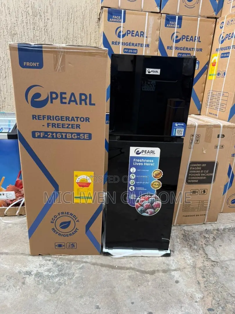 Pearl Fridge PF-216T 136L (Black Glass Door)