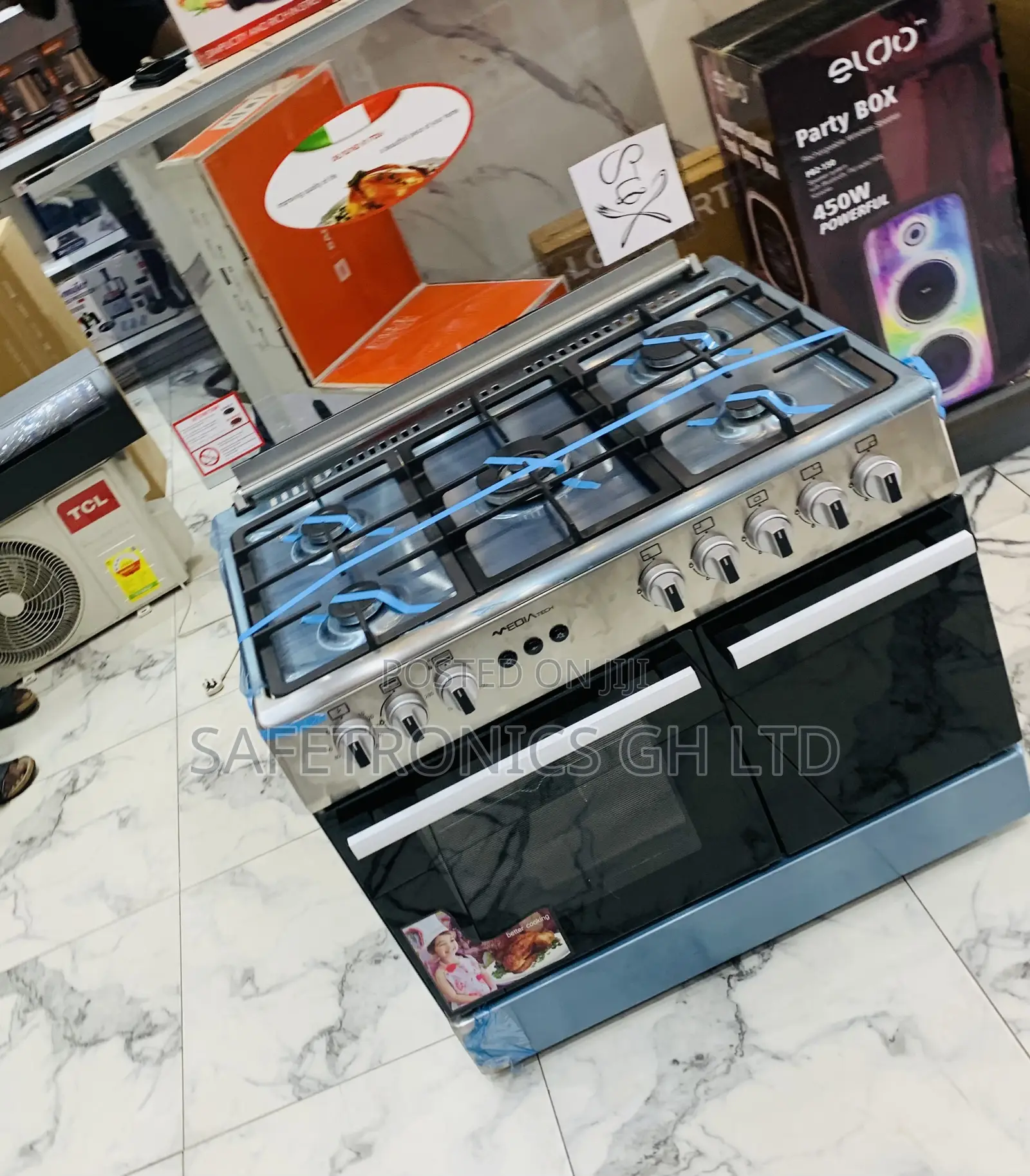 Exclusive Mediatech 5-Burner Gas Cooker Oven, Grill, Auto Rotisserie