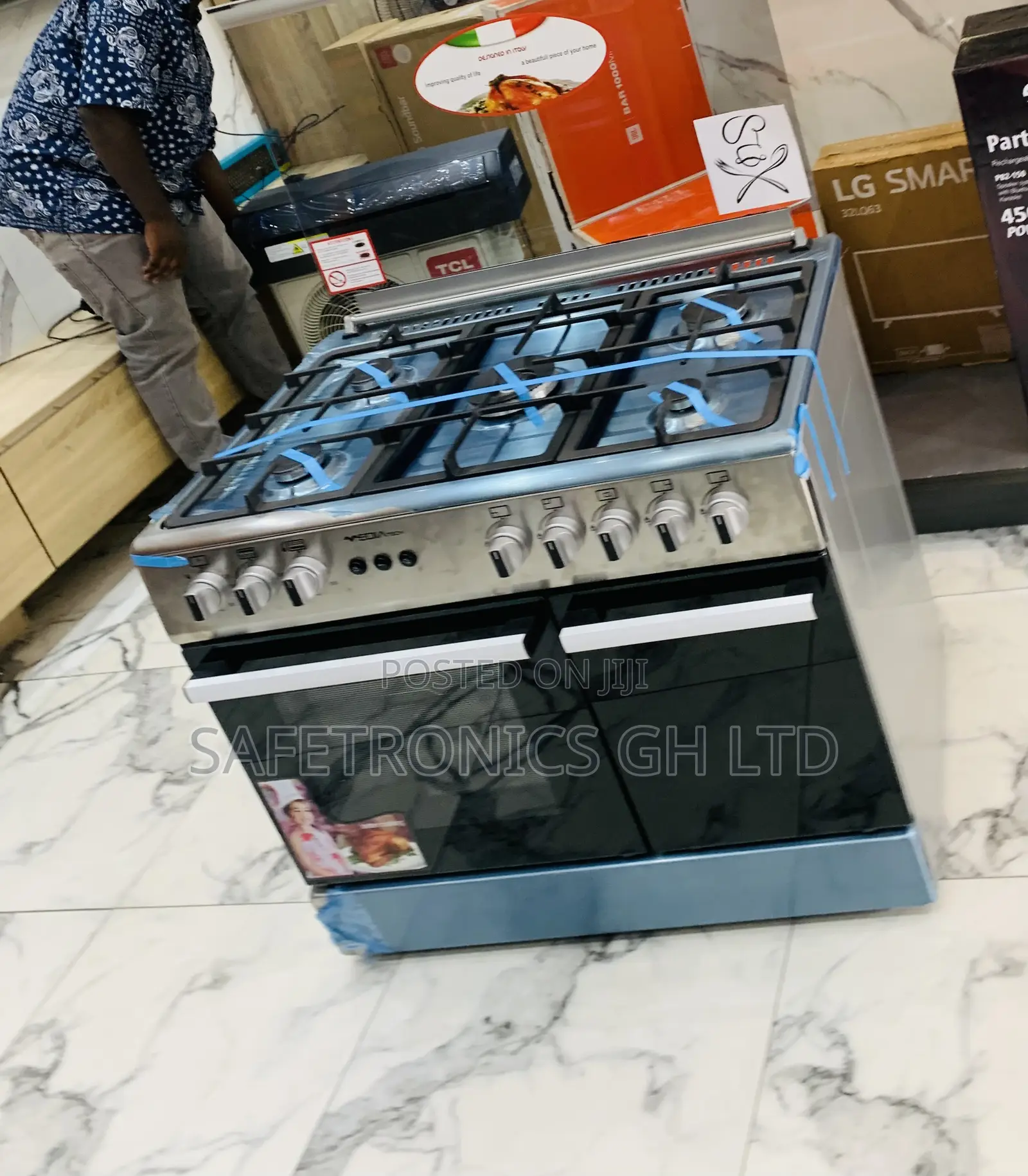 Exclusive Mediatech 5-Burner Gas Cooker Oven, Grill, Auto Rotisserie