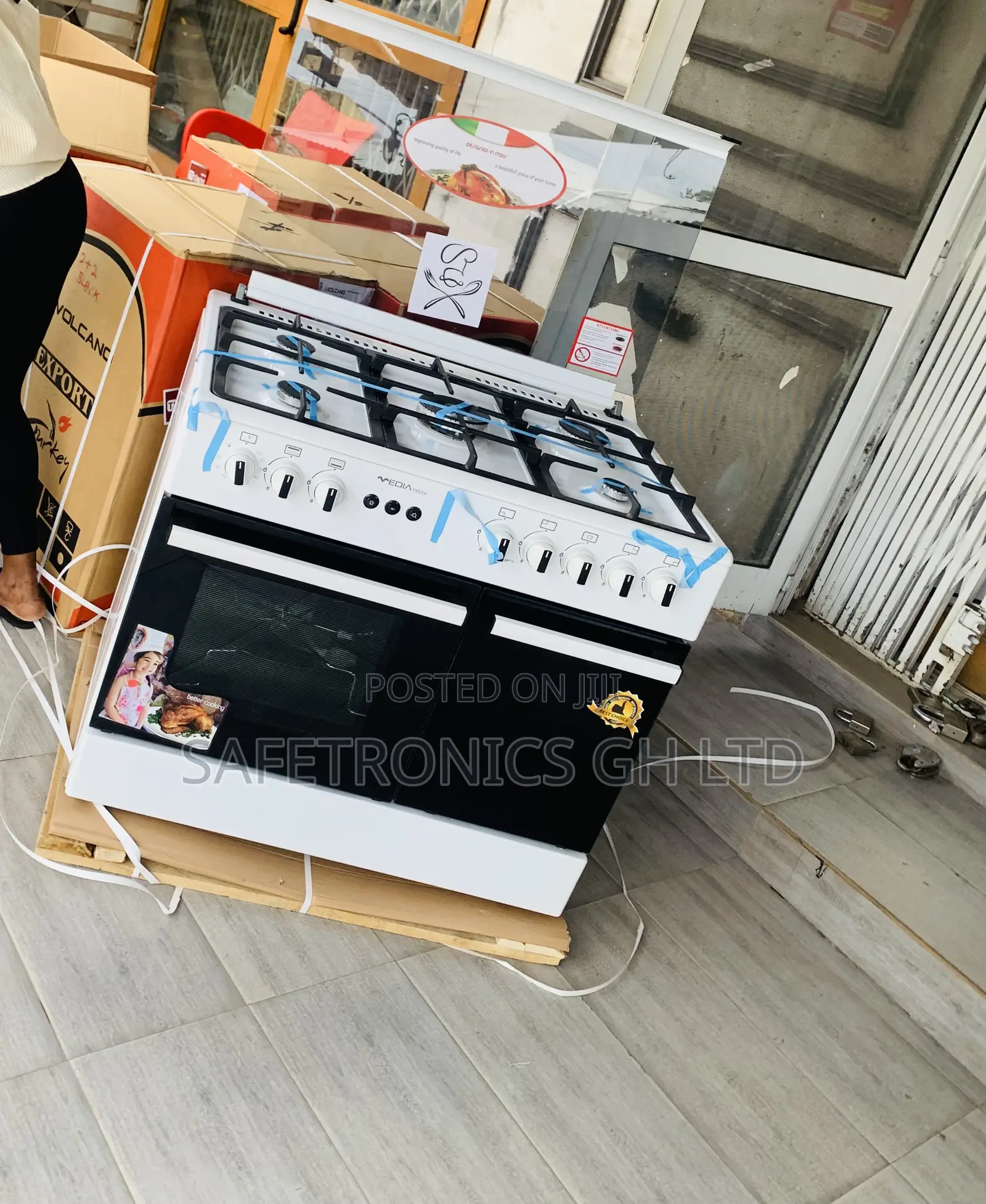 Lastest White Mediatech 5-Burner Gas Cooker With Oven, Grill