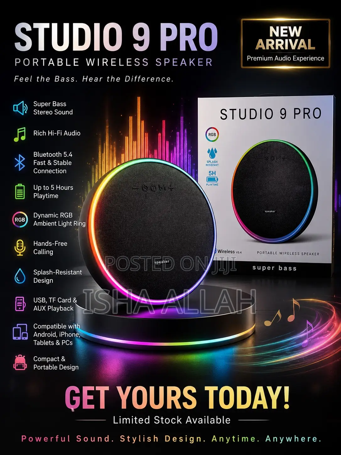 Studio 9 Pro — BassGlow Wireless Speaker