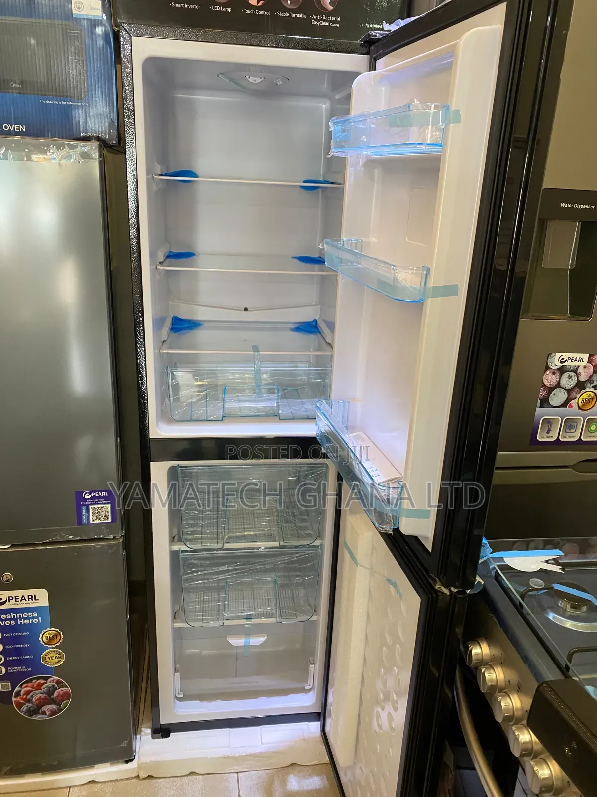 Nasco 196 Litre Modern Design Black Mirror Bottom Freezer Fridge