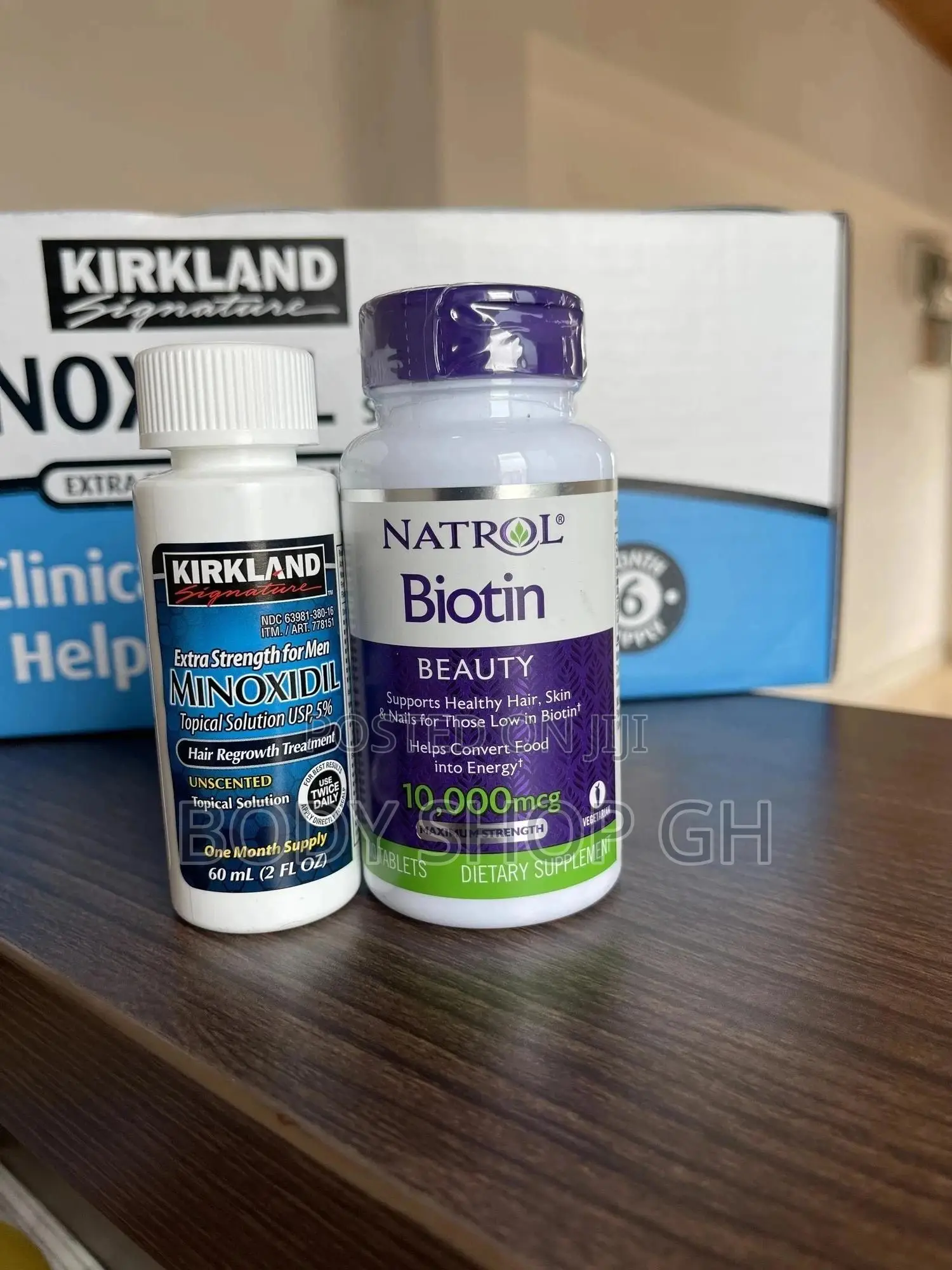 Kirkland Minoxidil Liquid + Natrol Biotin (100 Tabs ) Combo