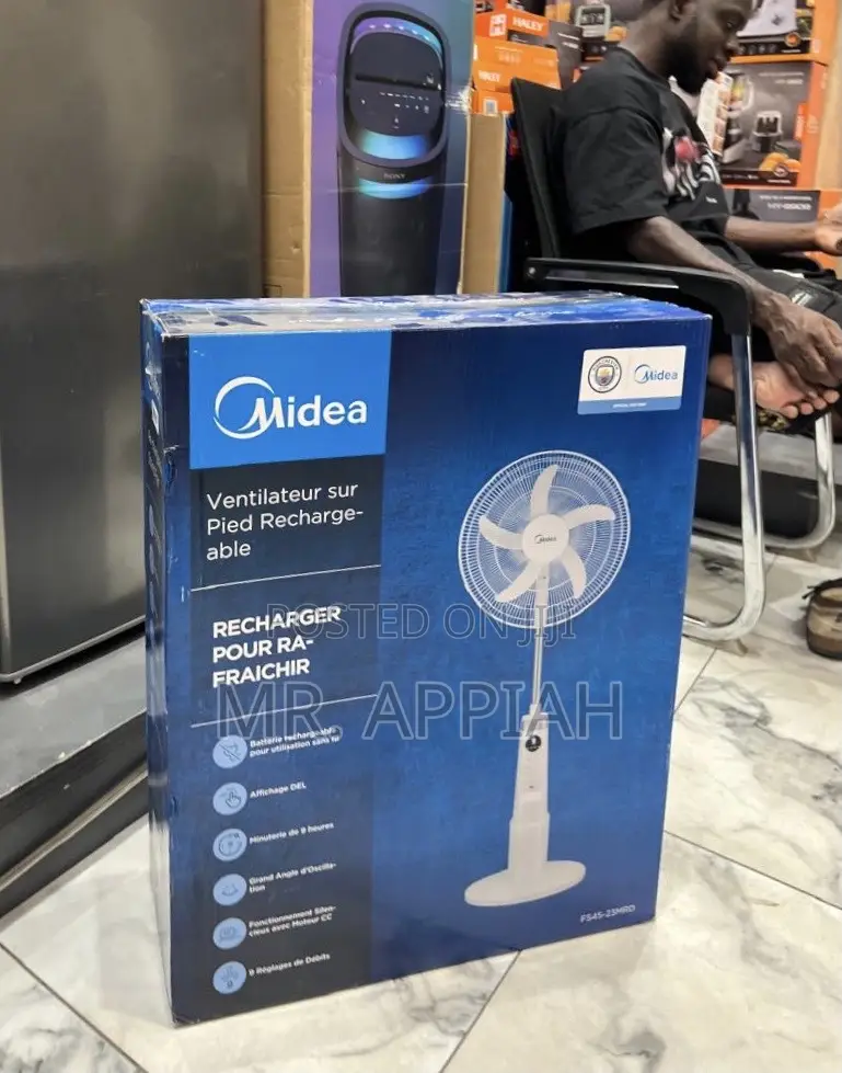 Latest Classic Midea Rechargeable Standing Fan(18”)Remote.