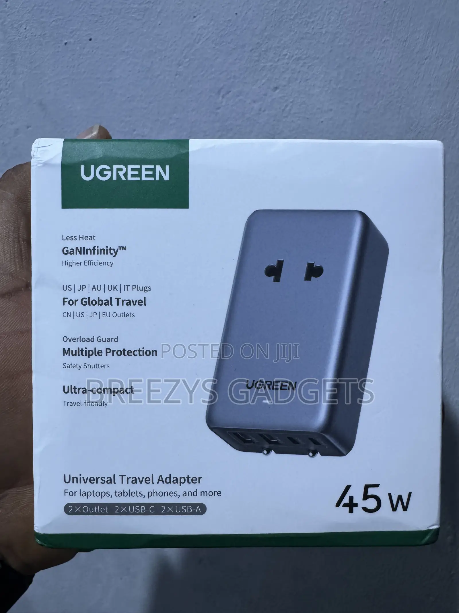 UGREEN Plug Adaptor GaN 45W Universal Travel Charger Adapter With 2USB