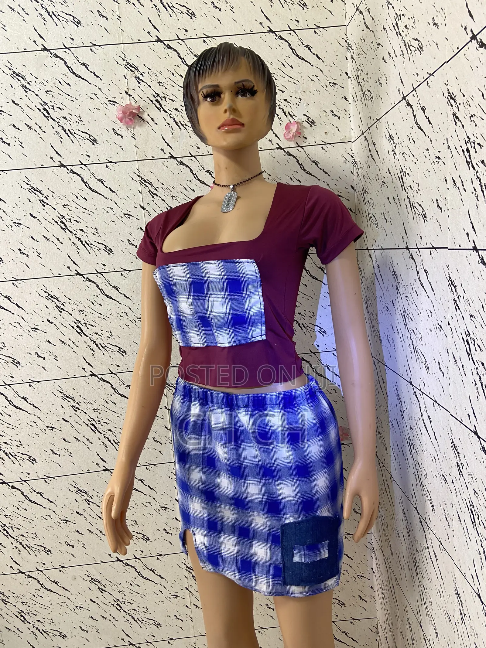 Flatted Crop Top and a Matching Mini Skirt in Small Size