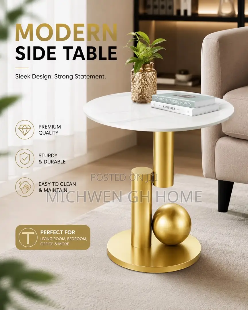 Marbel Side Table With Metal Stand