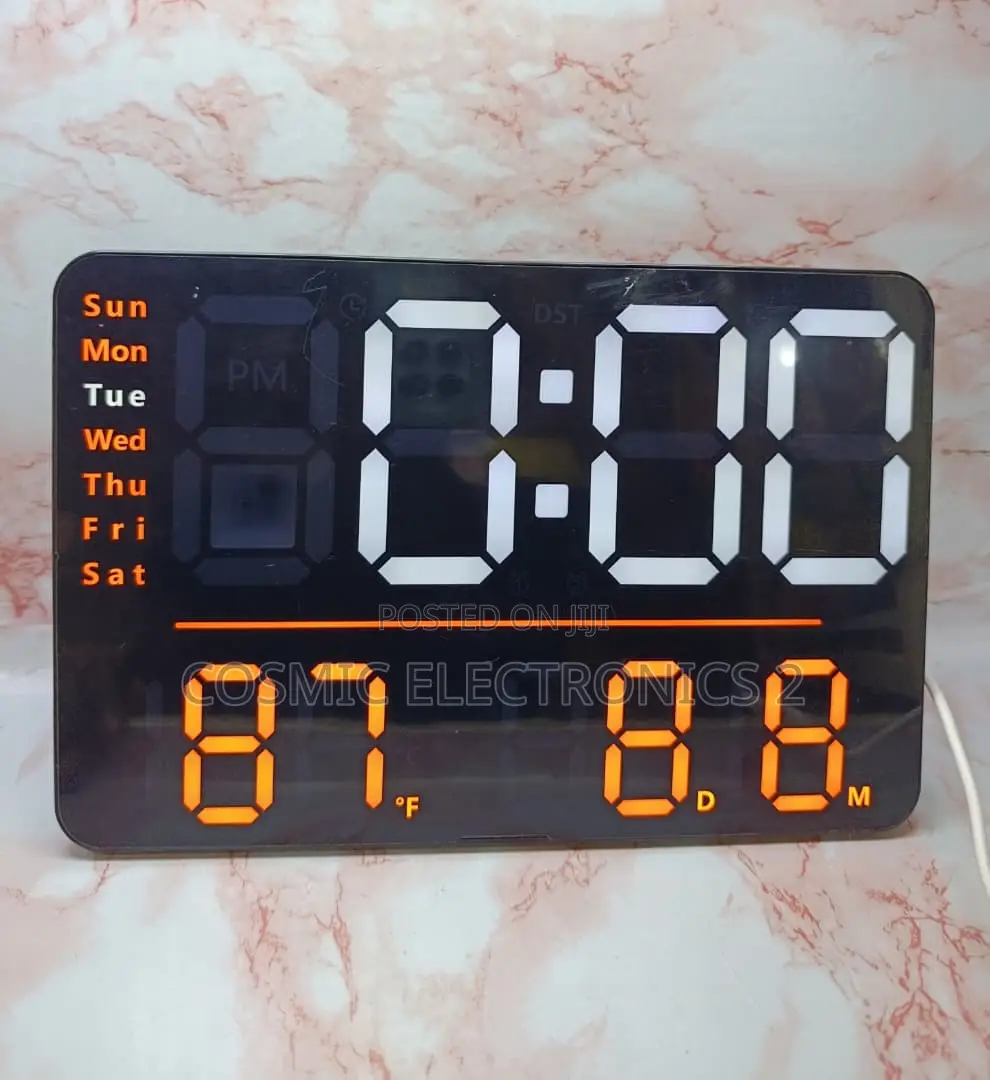 LED Digital Wall Clock With Large Display, Temperature Humidity