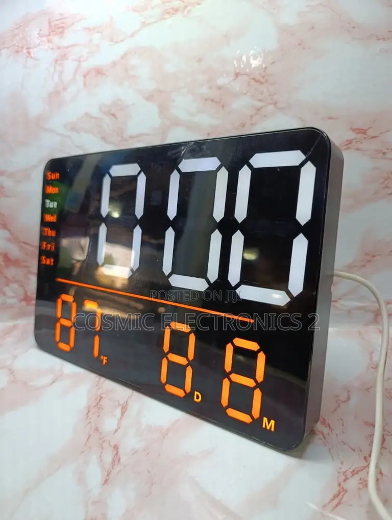 LED Digital Wall Clock With Large Display, Temperature Humidity