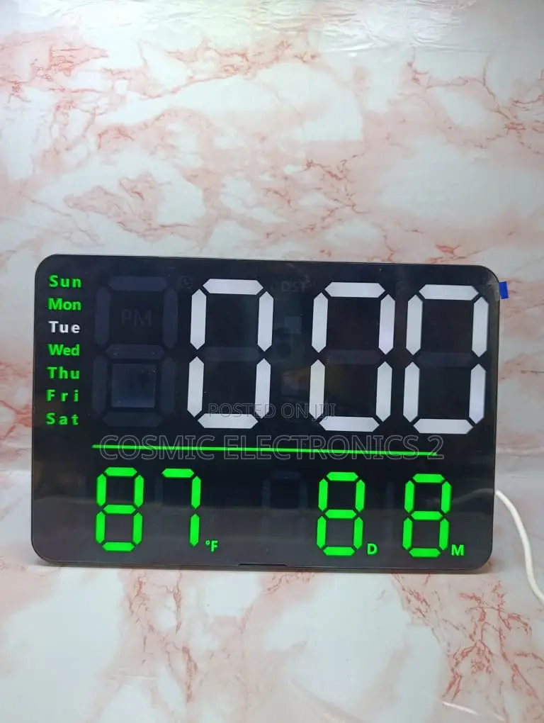 LED Digital Wall Clock With Large Display, Temperature Humidity