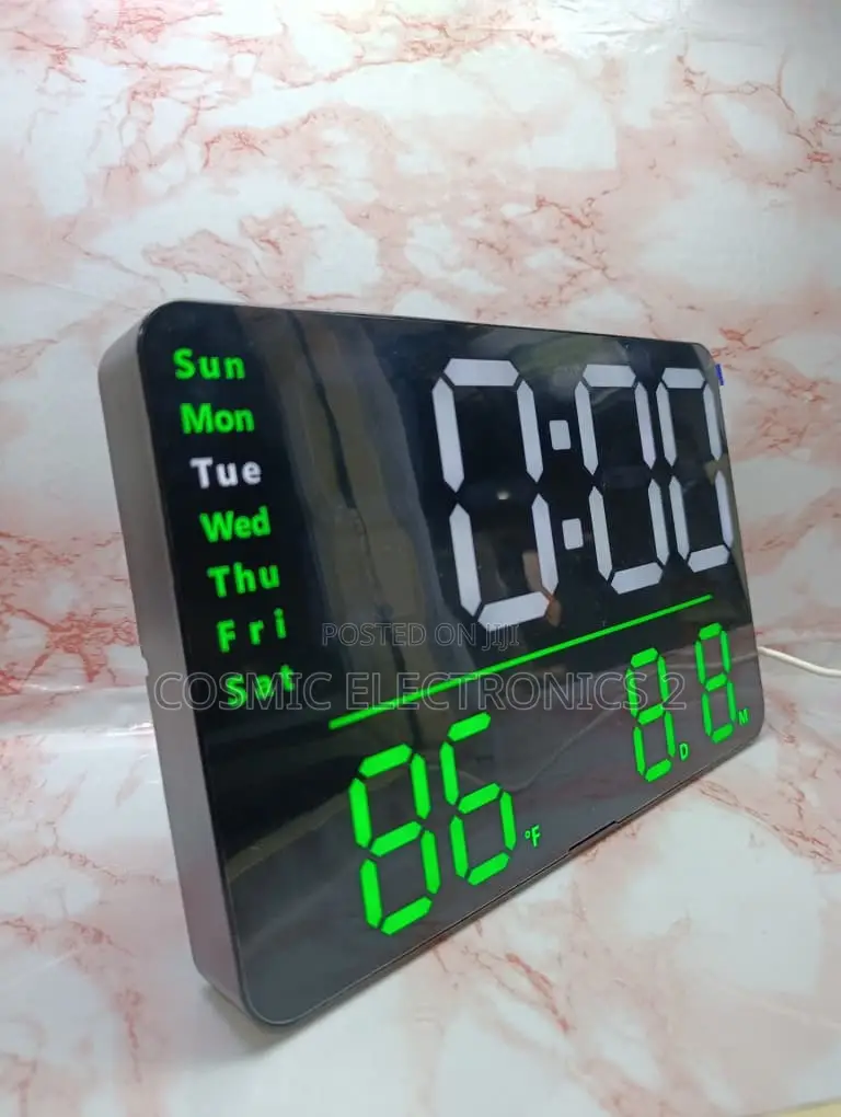 LED Digital Wall Clock With Large Display, Temperature Humidity