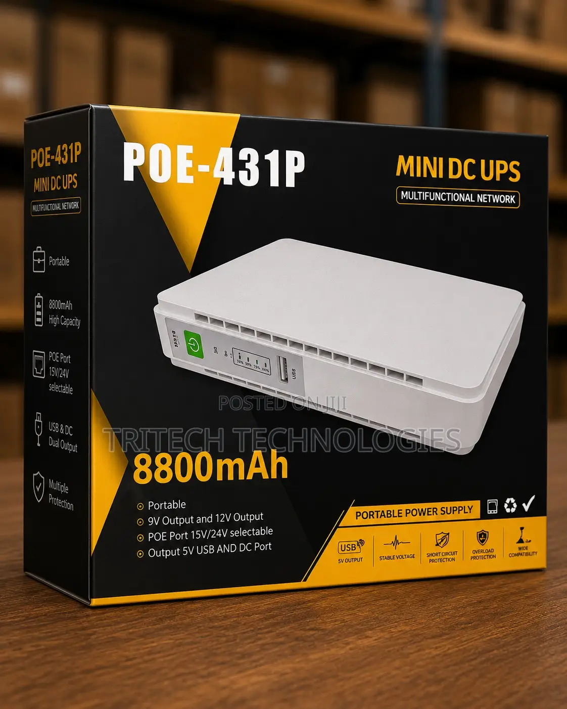 Poe 430p Mini Dc Ups for Router 9v 12v 15v 8800ma