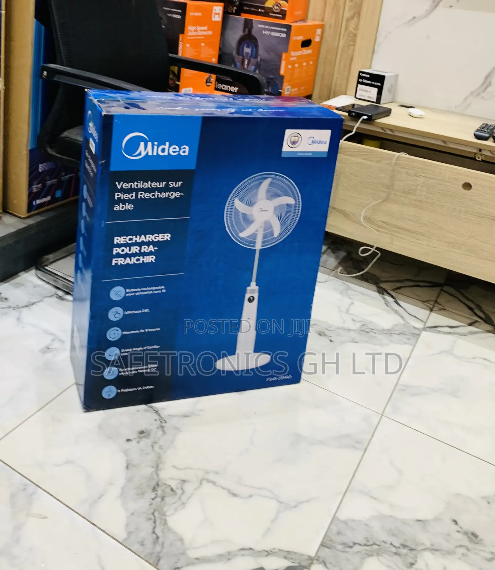 Authentic Sleek Midea 18′′ Rechargeable Stand Fan (Model FS45-23MRD)