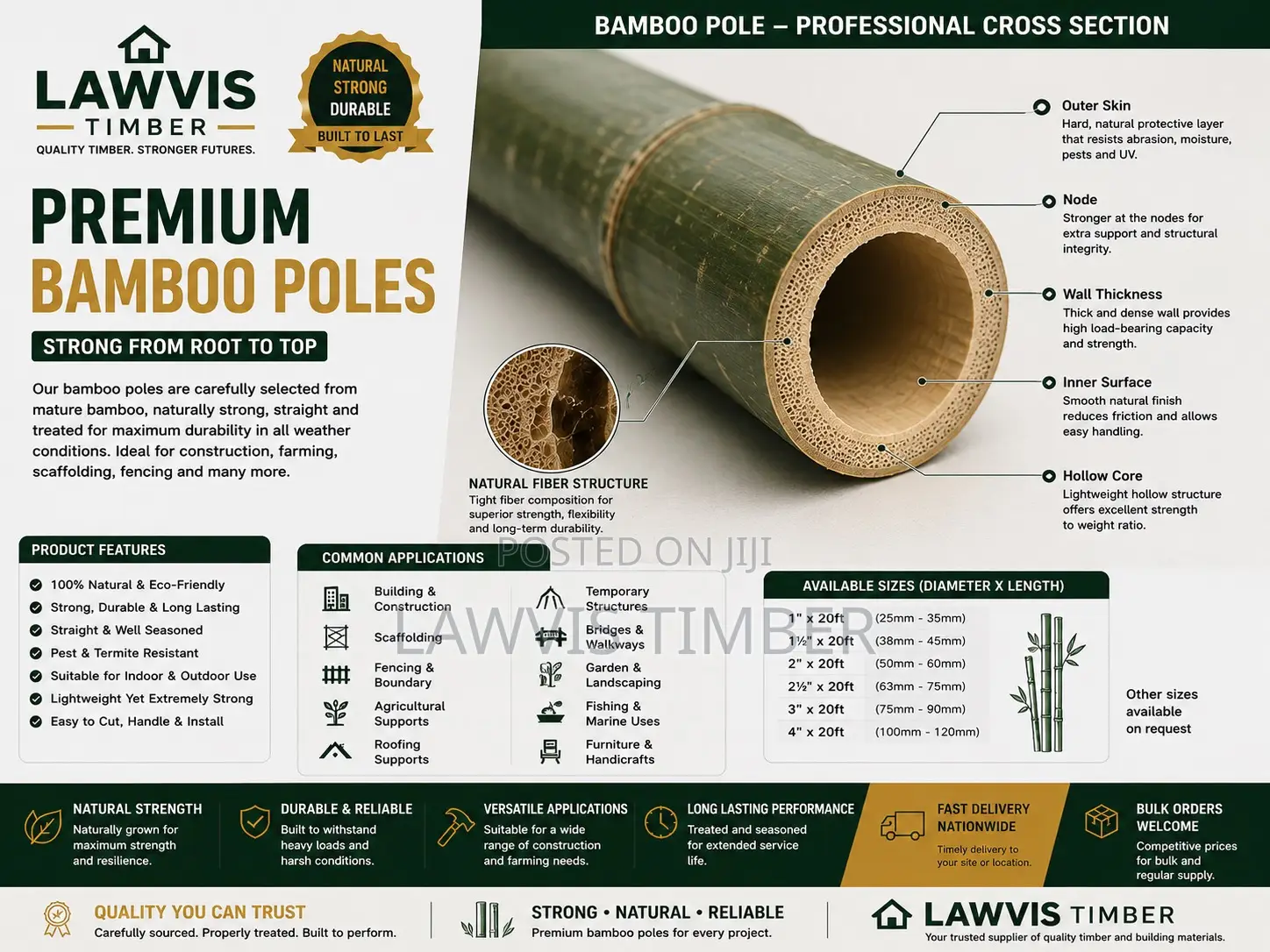 Bamboo Poles | Strong, Natural Durable for Construction