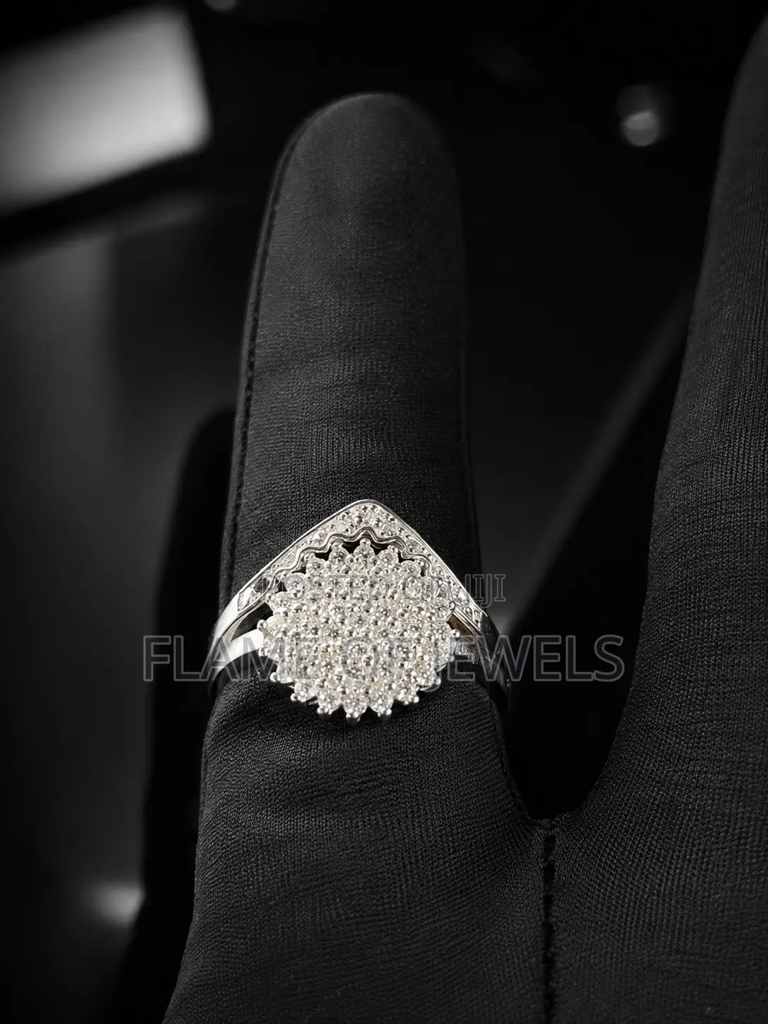 Sunflower Pave Pure Silver Ring