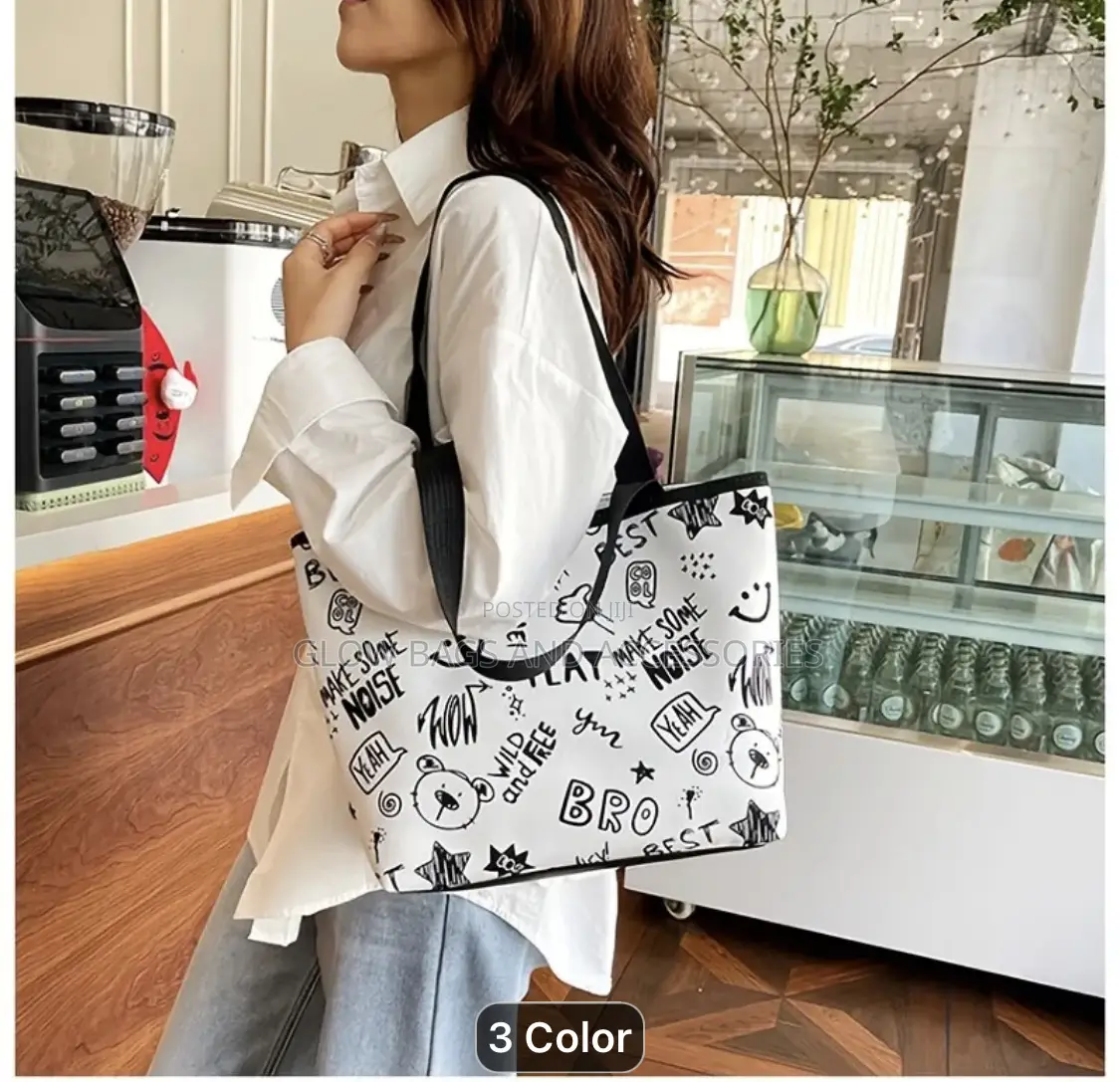 Cartoon Doodle Print Tote Bag