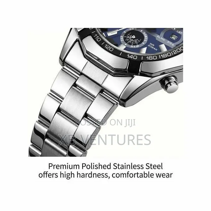 Waterproof Luminous Calendar Watch-Silver Blue