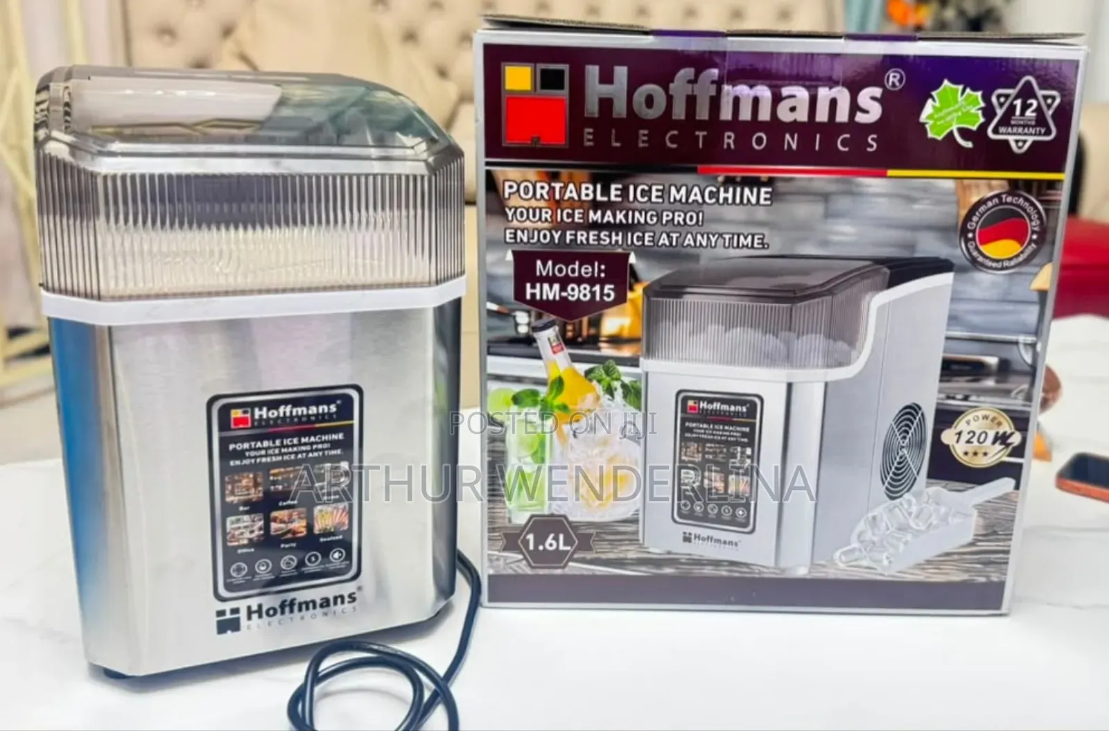 Hoffmans 1.6L Portable Ice Maker: Fresh, Crisp Ice in Minutes