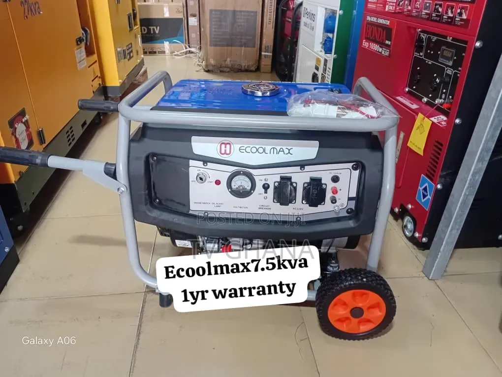 Ecoolmax 7.5kVA Generator 8500W – Powerful Home Shop Genset7.5kva