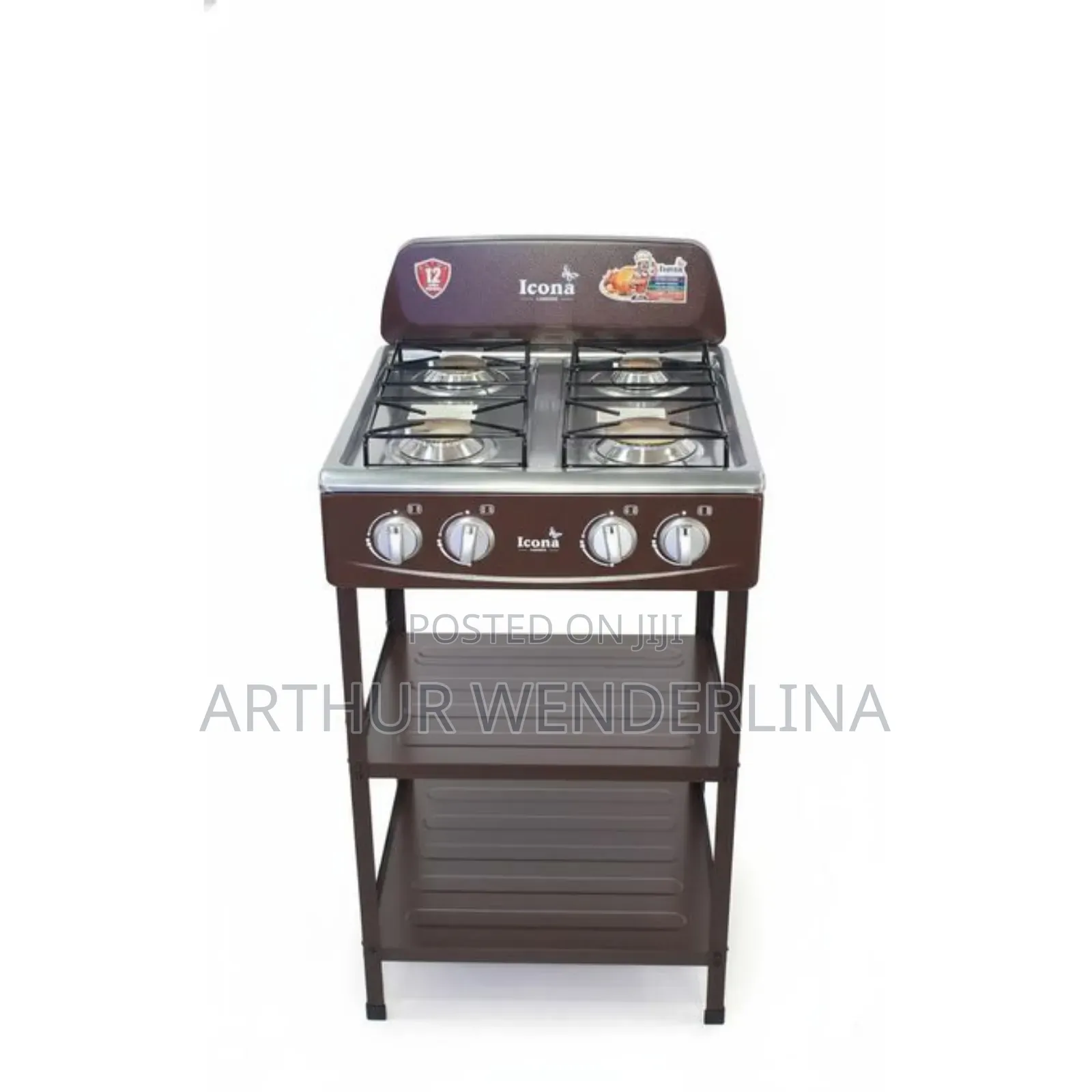 Icona 4-Burner Standing Gas Stove With Leg Shelves