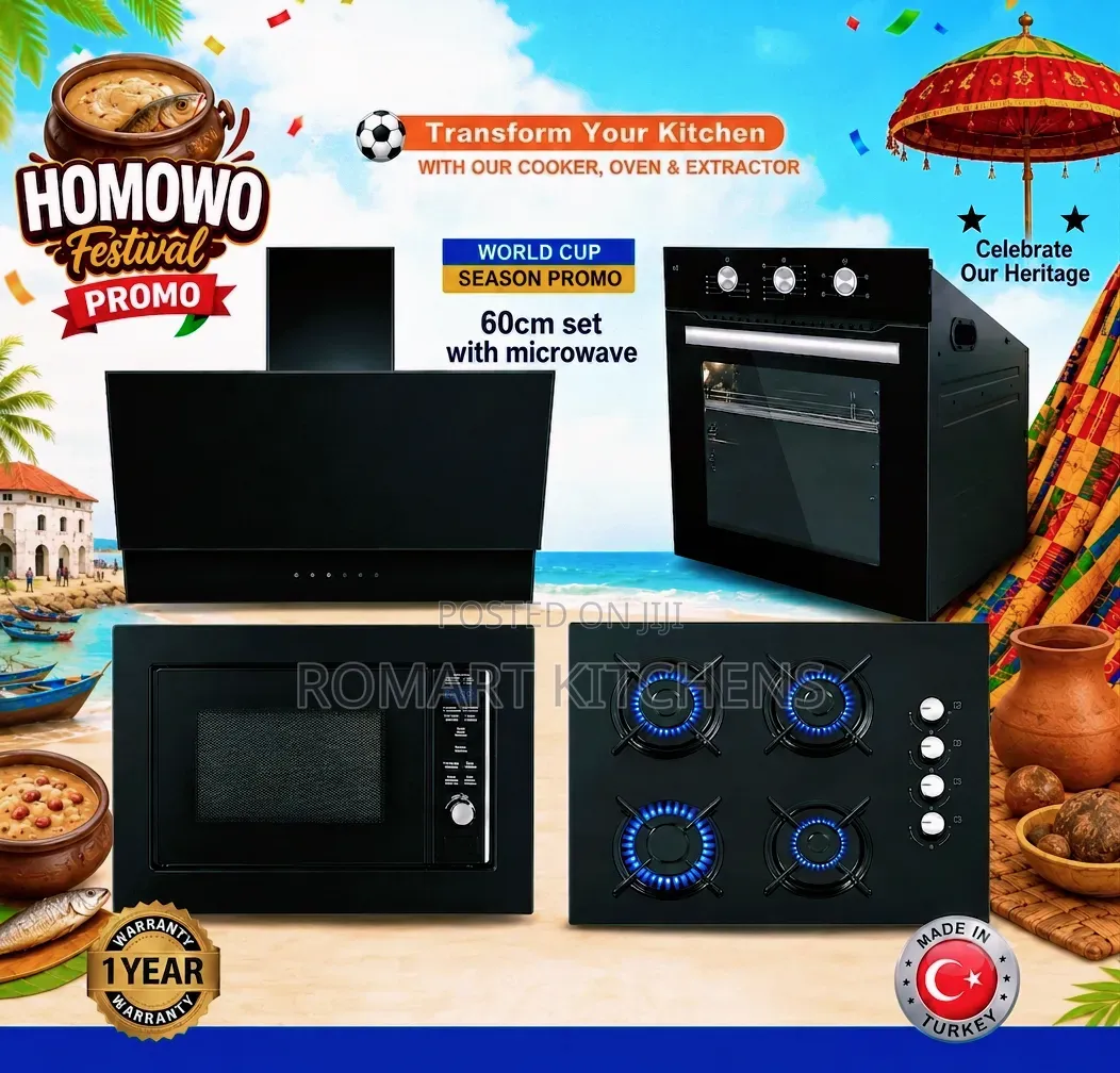 Quality Turkish 60cm Set. Oven, Burner, Extractor and Microwave