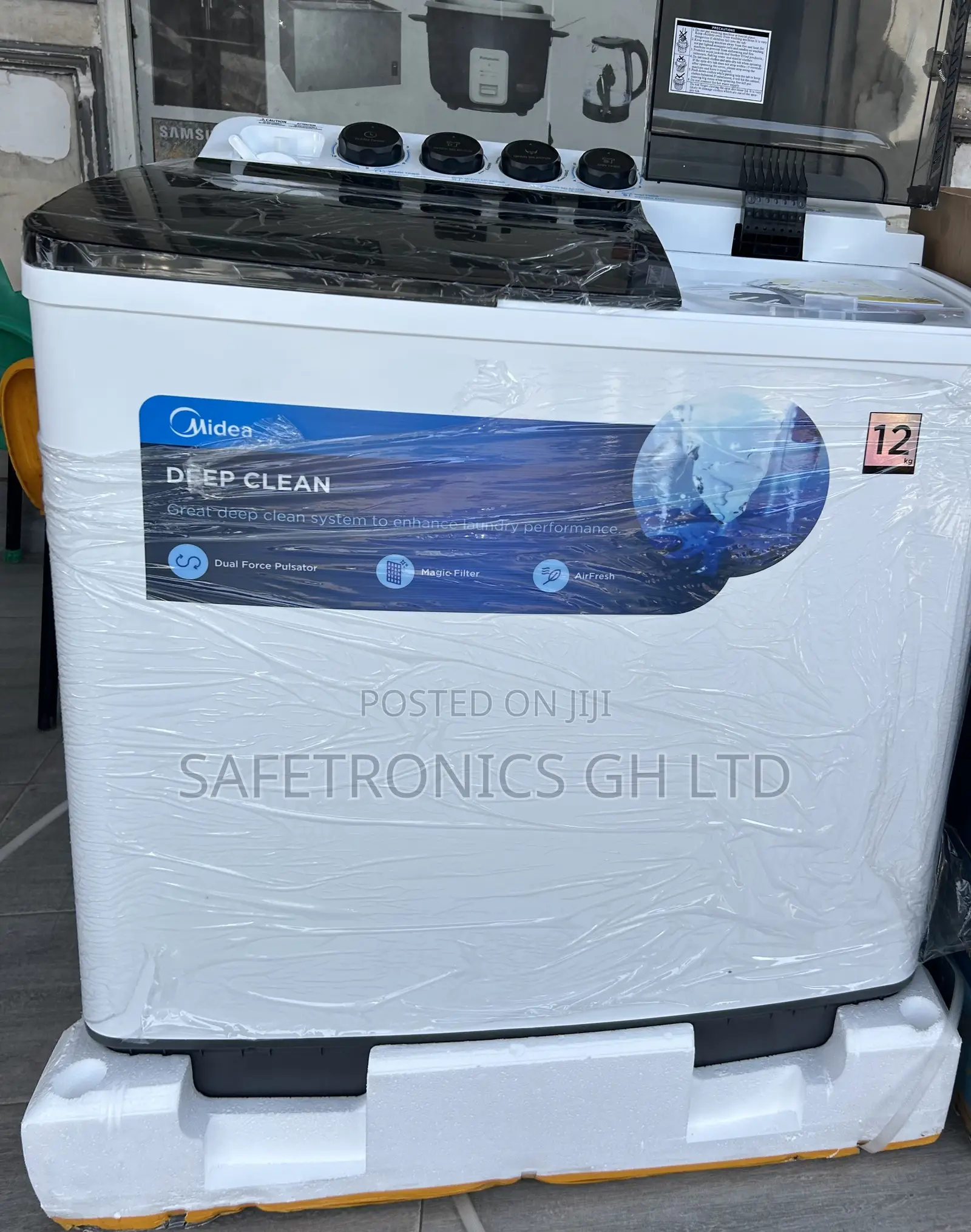 Accurate White Midea 12kg Semi Auto Twin Tub Washing Machine