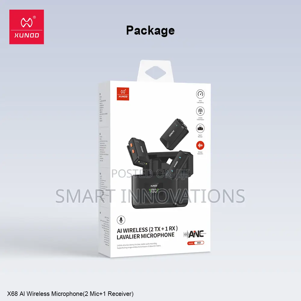 AI Noise Reduction Lavalier Microphone (2 Transmitters+1 Receiver)