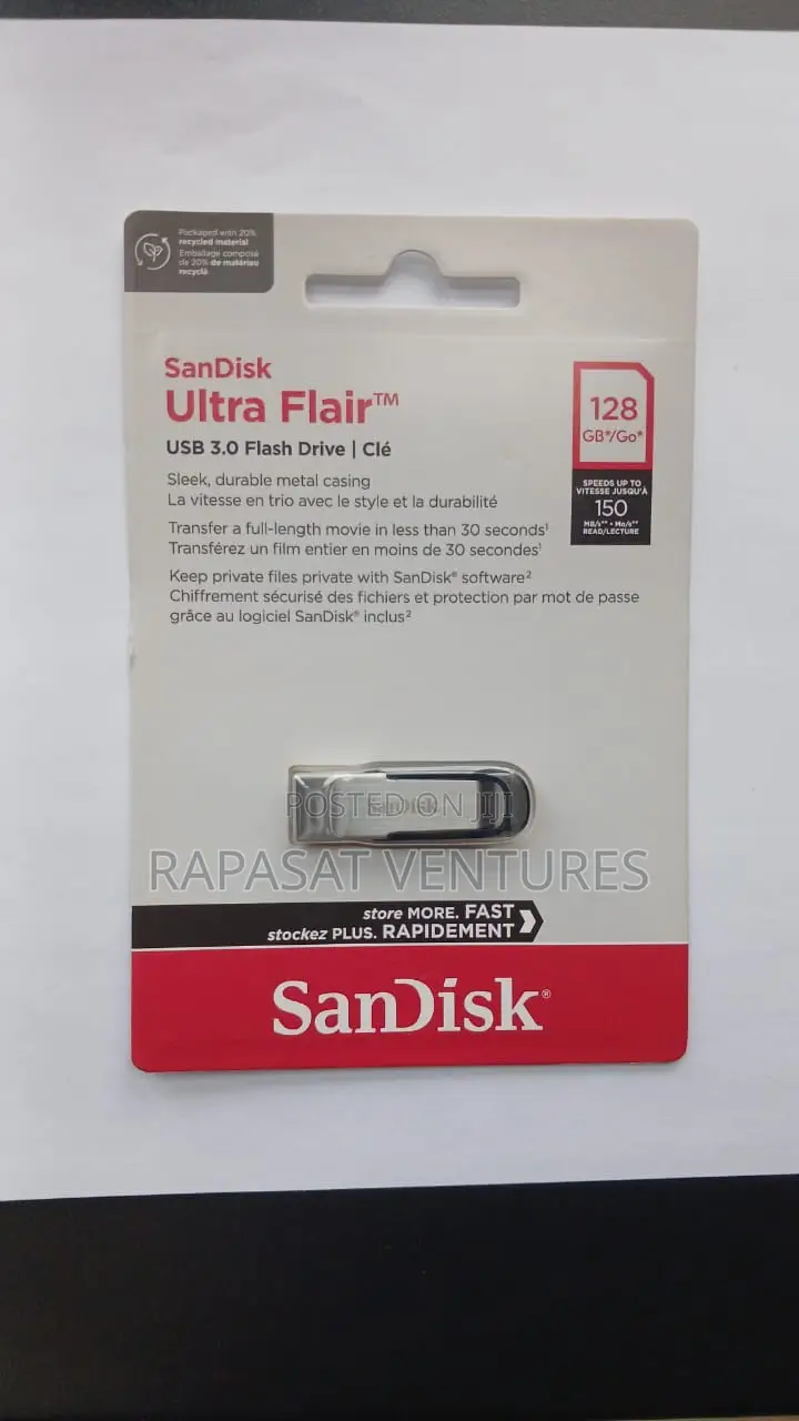 SanDisk Ultra Flair USB 3.0 Flash Drive - 128GB (Black)