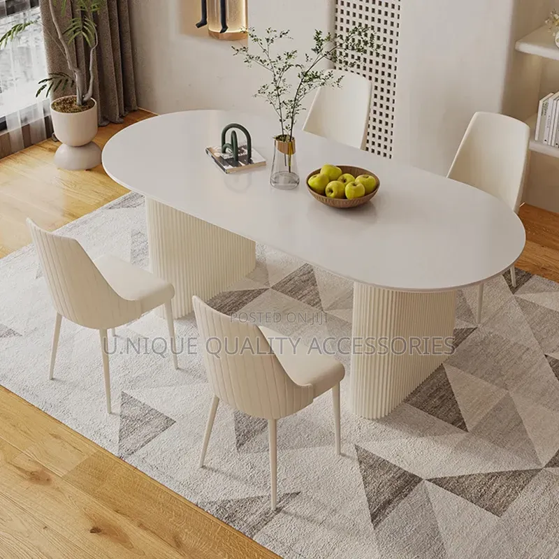 Sleek White Sintered Stone Dining Set