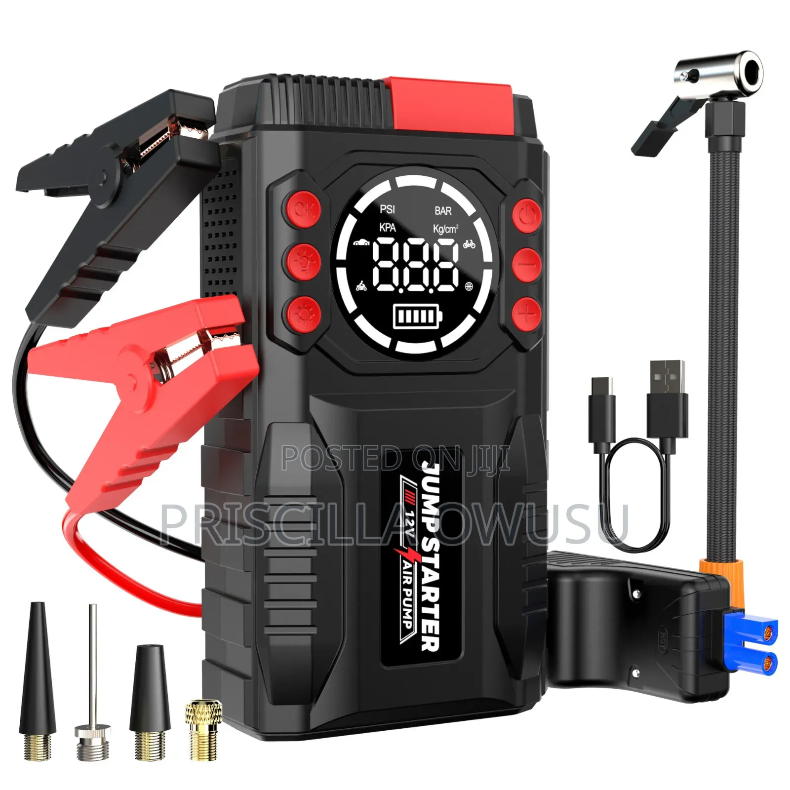 Car Jumper Starter, Tyre Pump, Powerbank and Torchlight