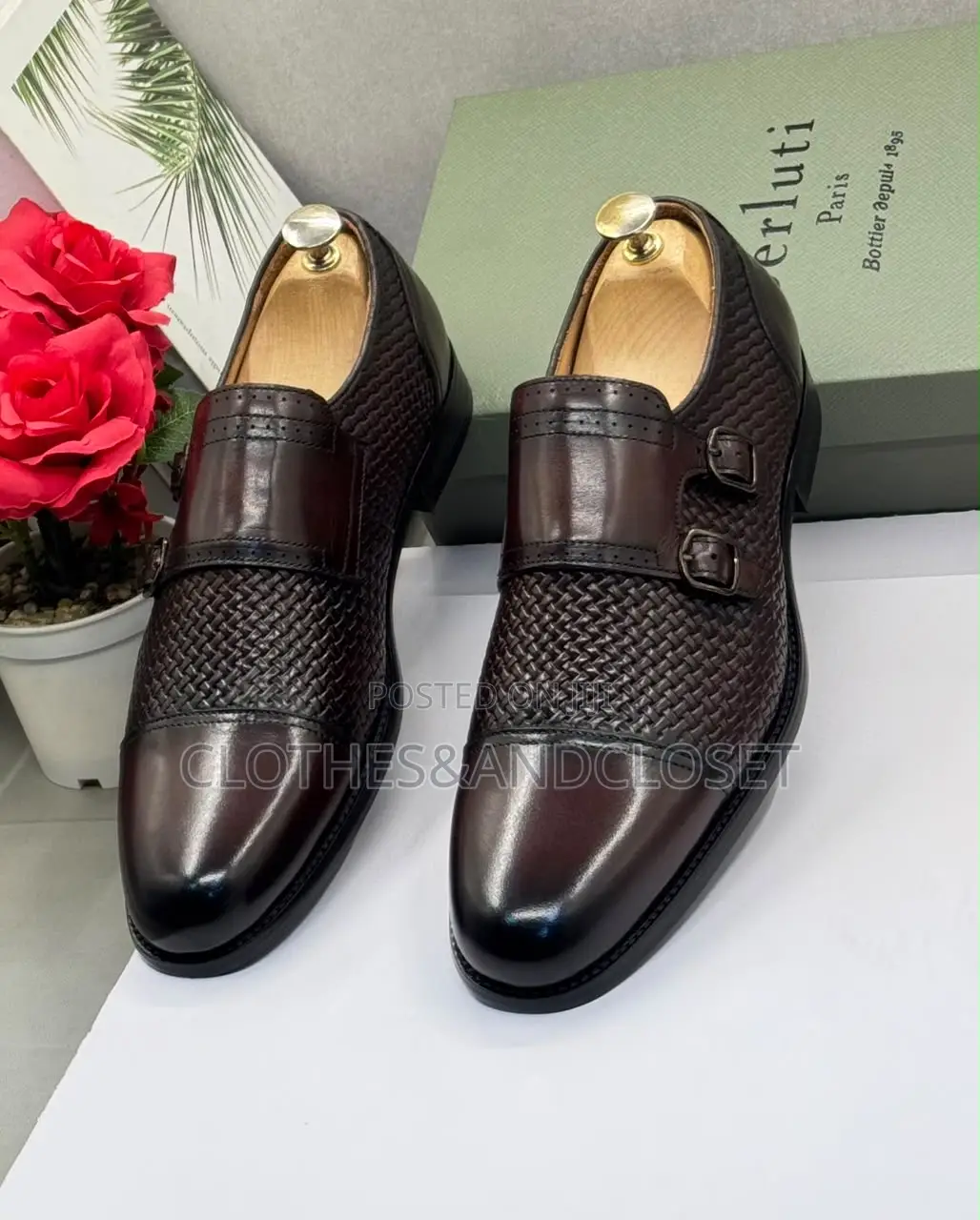 Berluti-Style Woven Leather Double Monk Strap Loafers