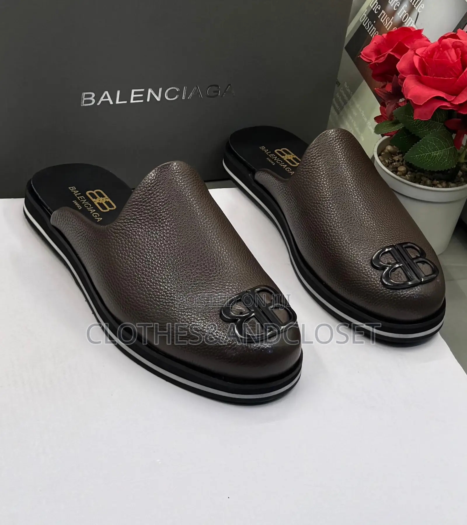 Brown Balenciaga Half-Shoes Feature a Textured Leather Upper