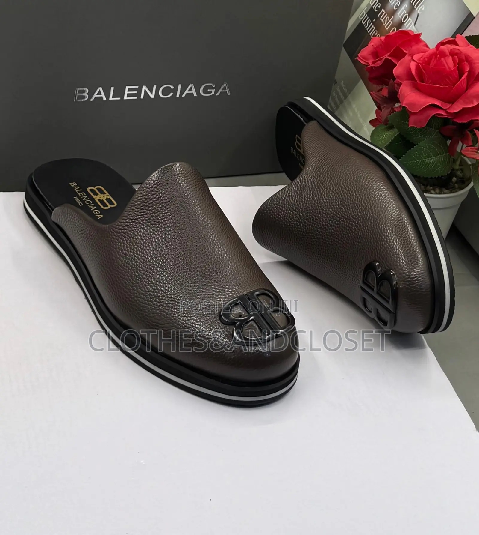 Brown Balenciaga Half-Shoes Feature a Textured Leather Upper