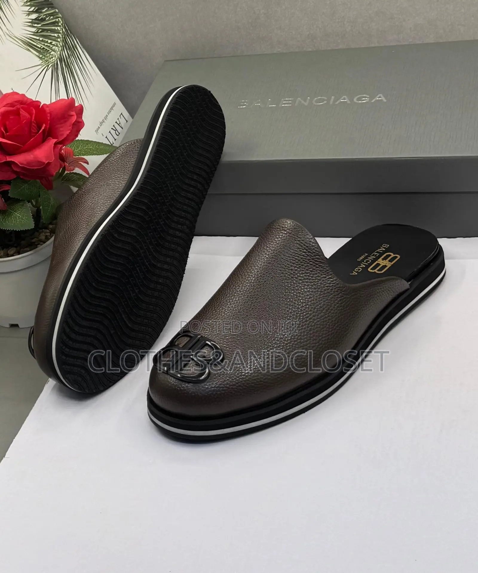 Brown Balenciaga Half-Shoes Feature a Textured Leather Upper