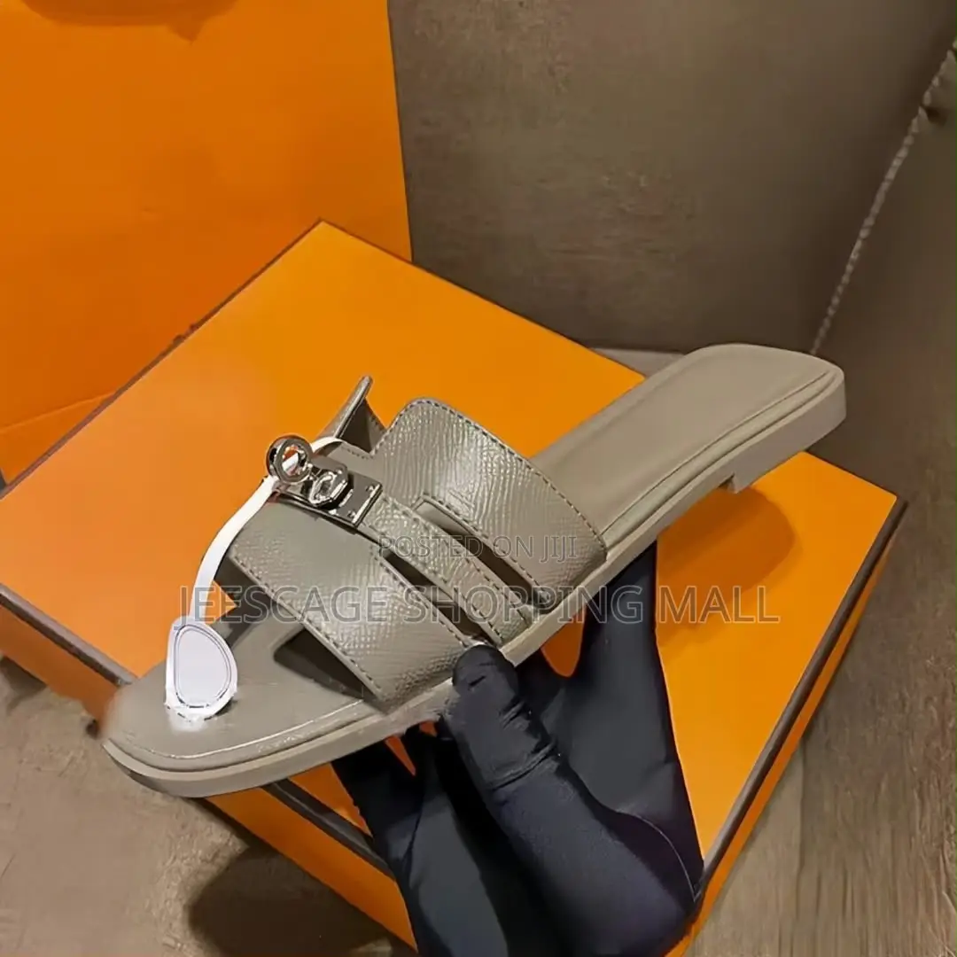 Hermes Women's Two-Tone H-Strap Flat Sandals With Buckle