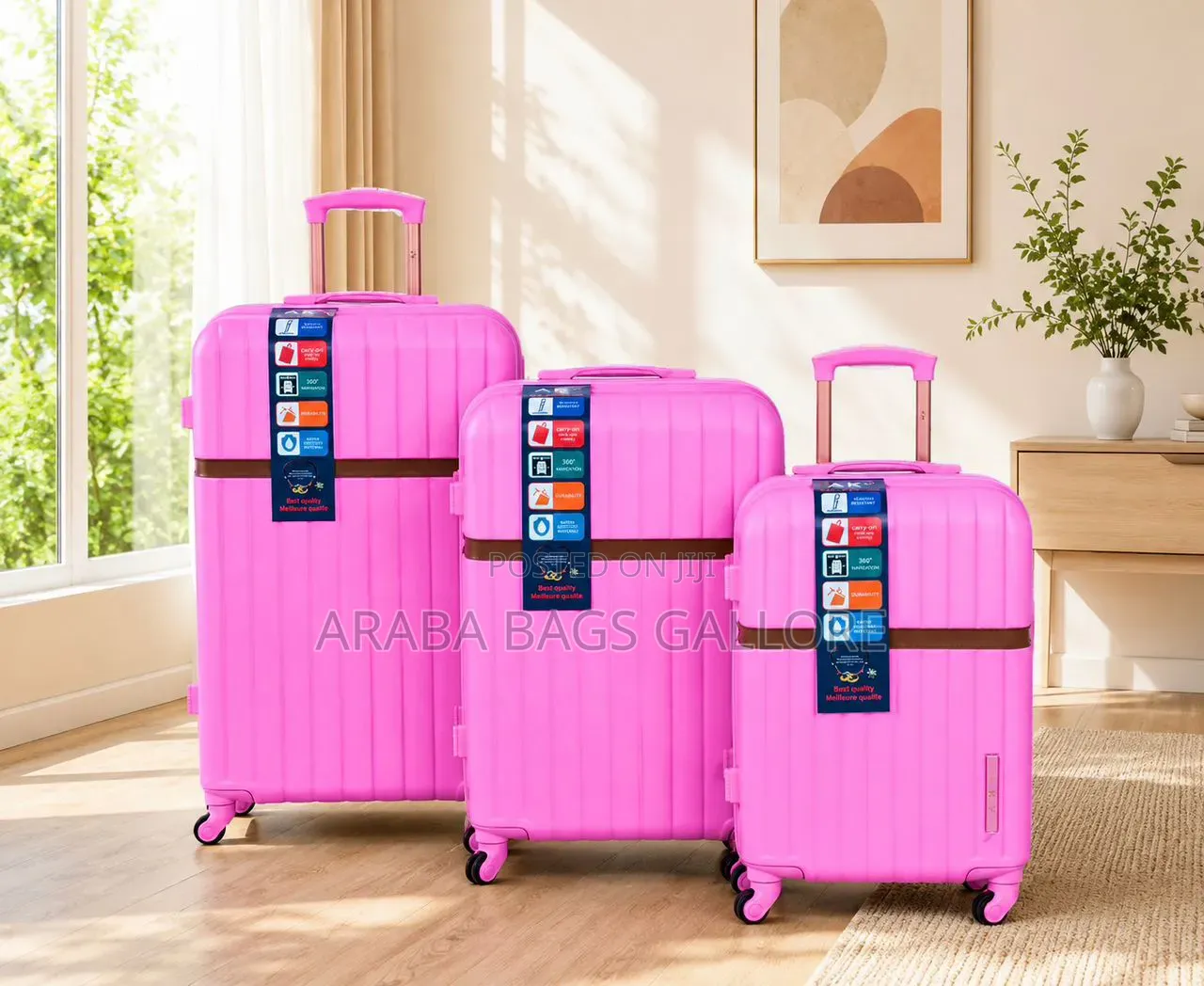 3sets Turkish Anti Crack Unbreakable Travelling Suitcases.