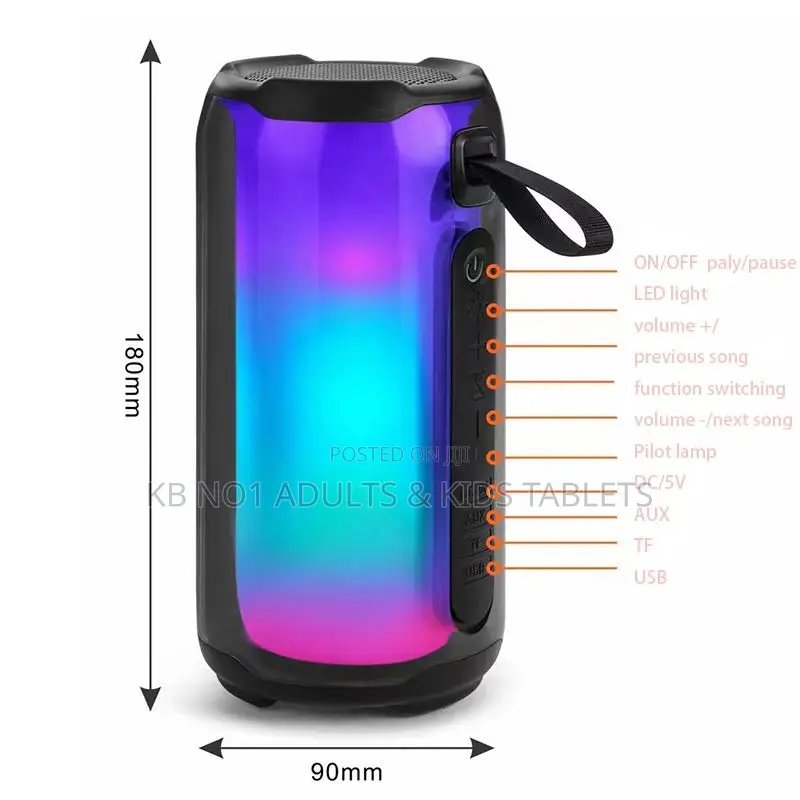 Portable Wireless Bluetooth Woofer Speaker With RGB LED Lighting AUX