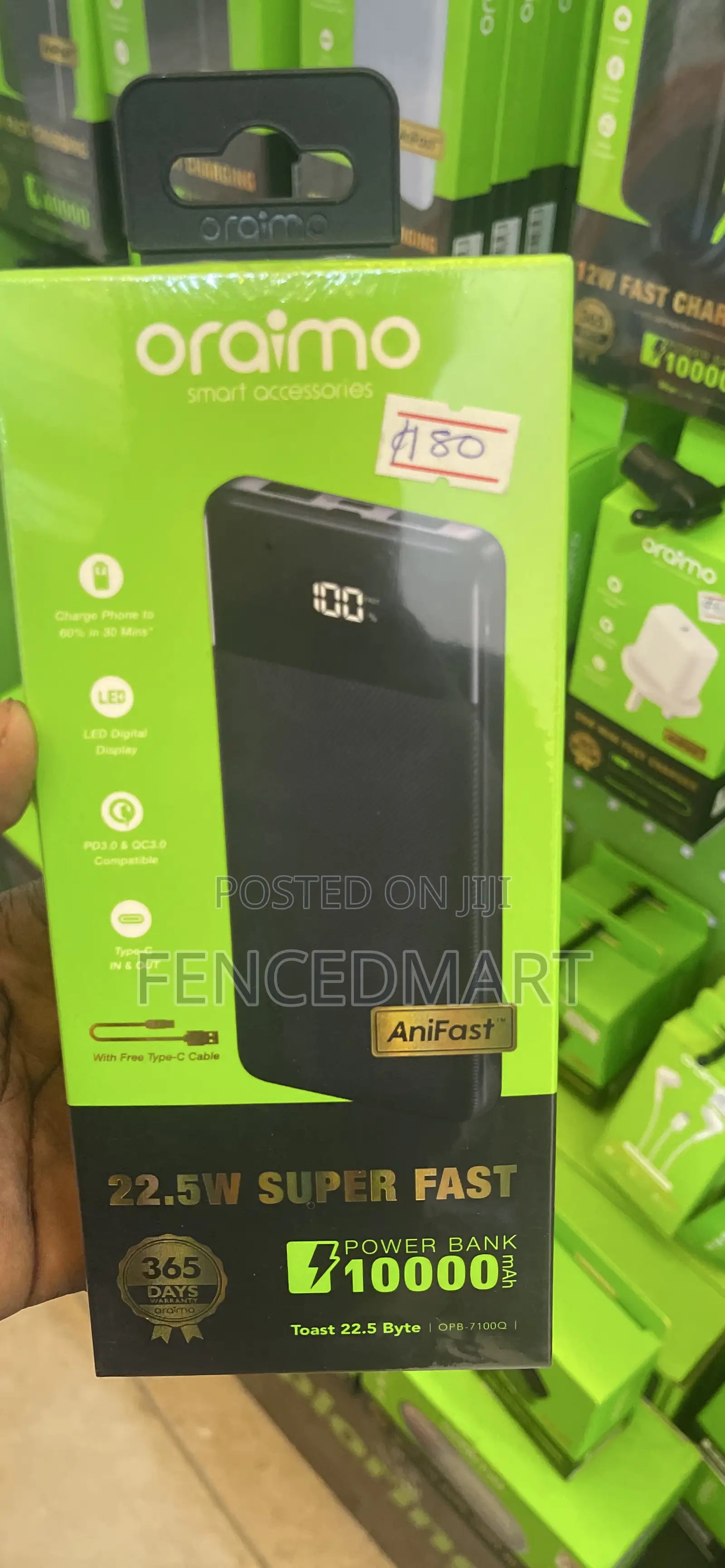 Oraimo Toast 22.5 Byte 10000mAh Fast Charging Power Bank