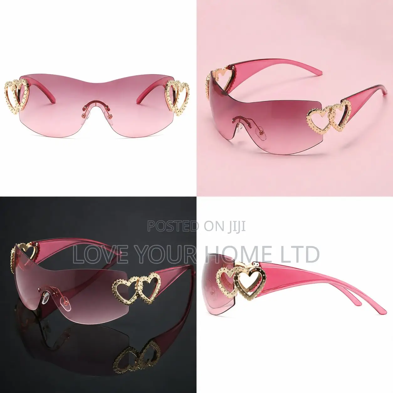 Fashion Rimless Heart Shield Sunglasses for Women