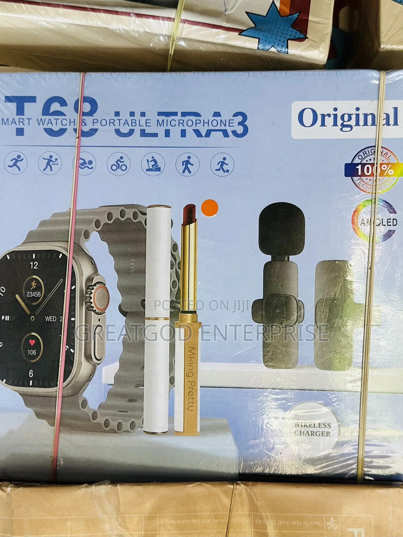 IT68 Ultra 3 Smart Watch and Portable Microphone Combo Set