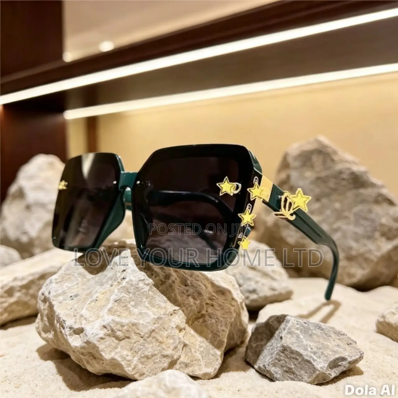 Women's Luxury Oversized Square UV400 Sunglasses – Black