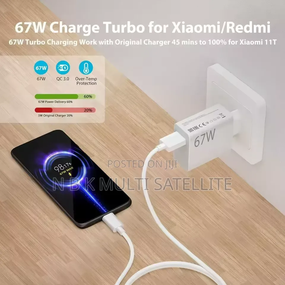 Original 67W Xiaomi Charger USB C Redmi Note 13,15,14 and More