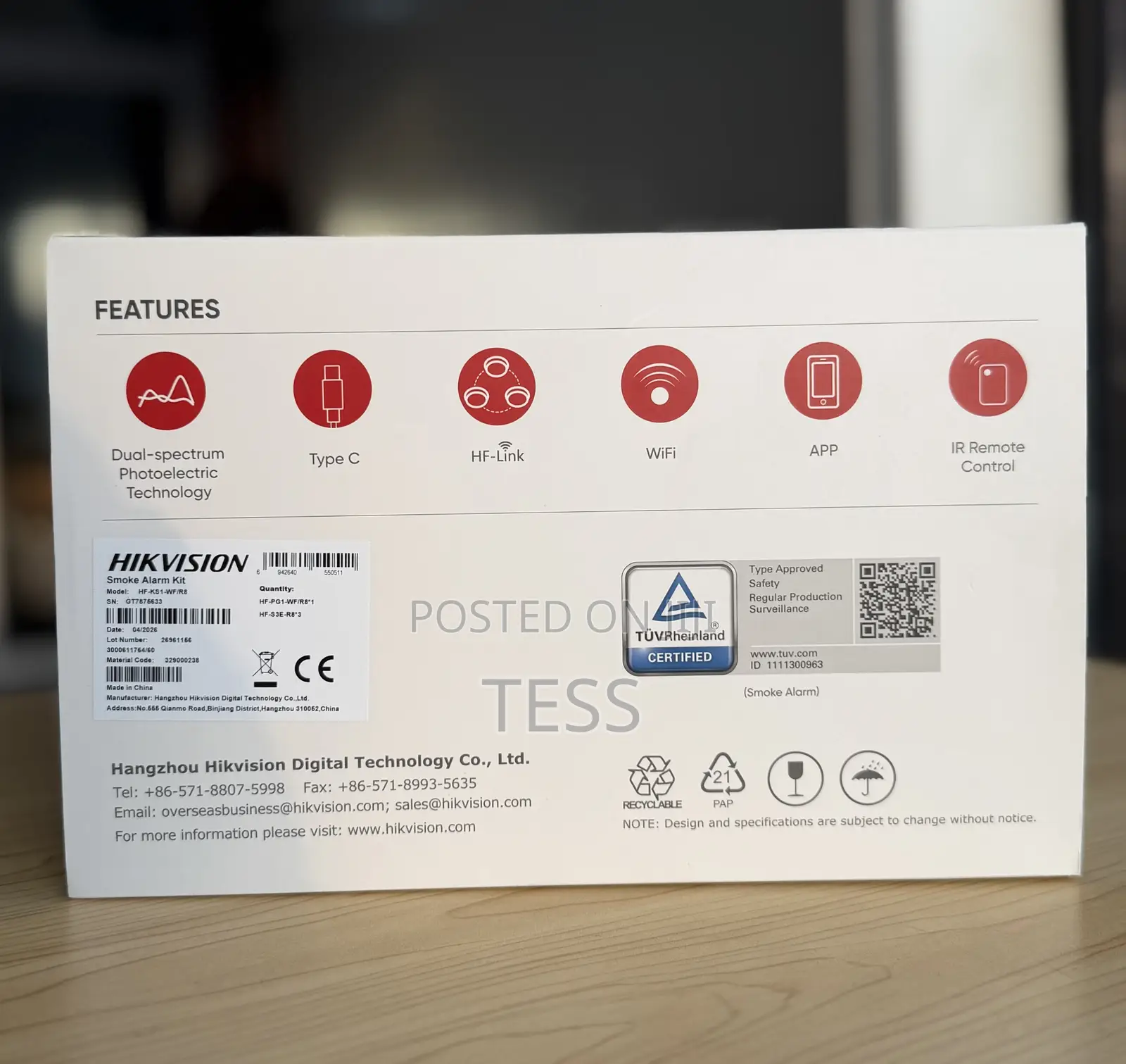 Hikvision Smoke Alarm Kit Wireless Gateway HF-KS1-WF