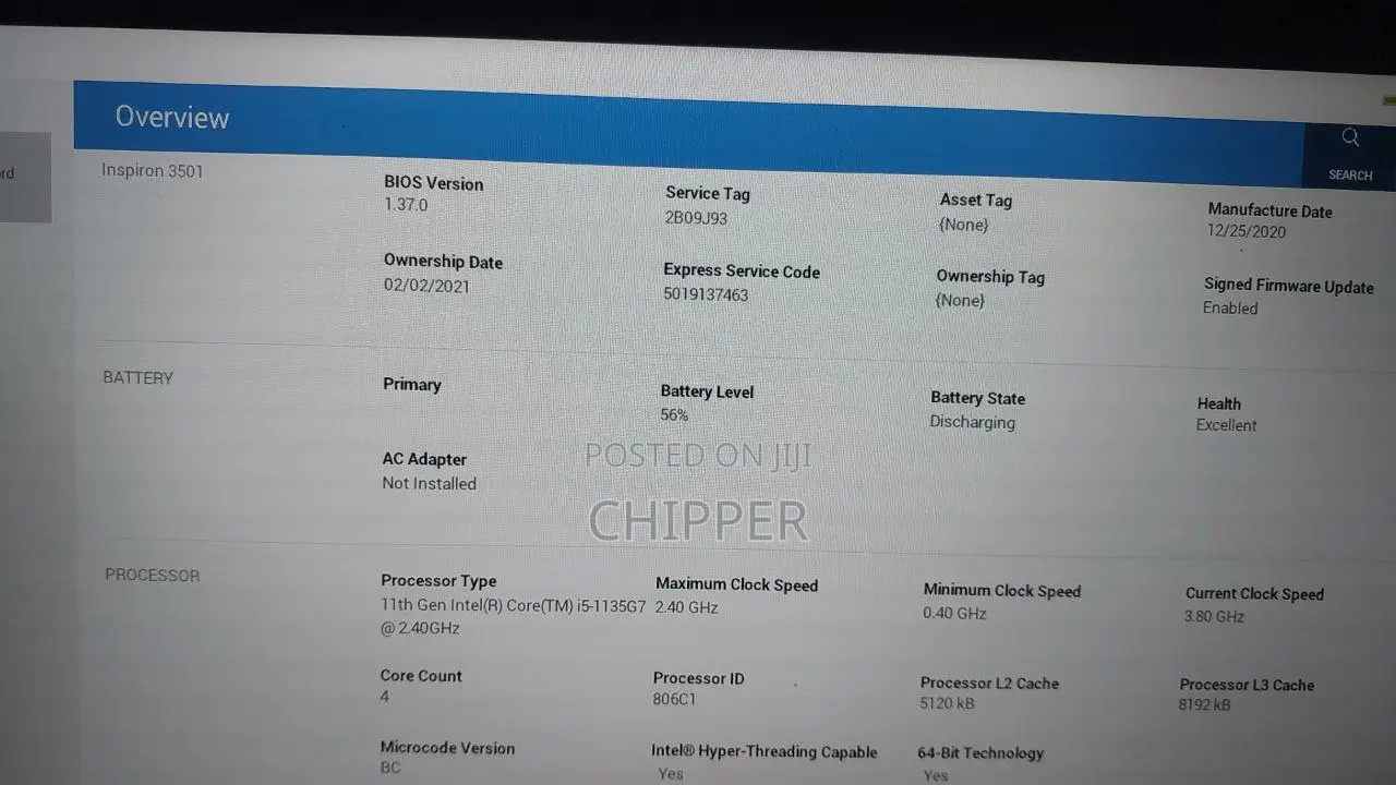 Laptop Dell Inspiron 15 3501 16GB Intel Core i5 SSD 256GB