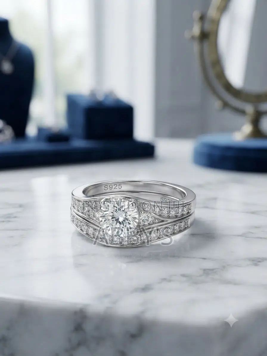 Radiant Pure Sterling 925 Ring Set-2pcs