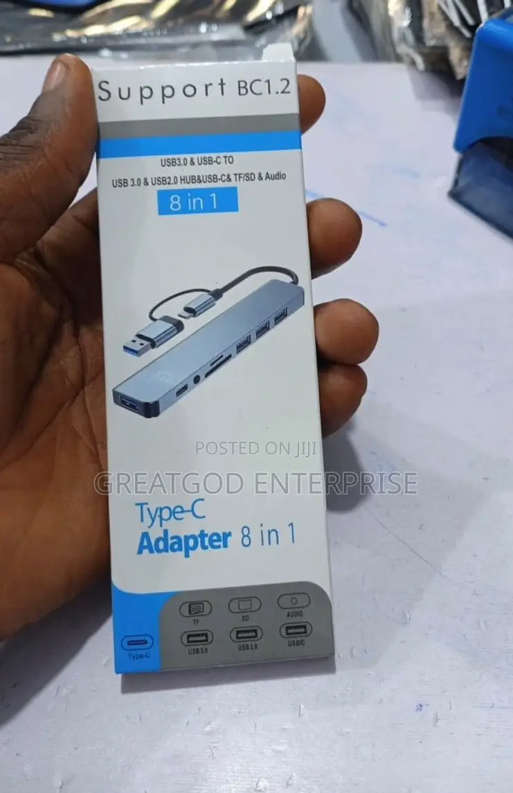 Support BC1.2 Type-C Adapter 8-in-1 Hub