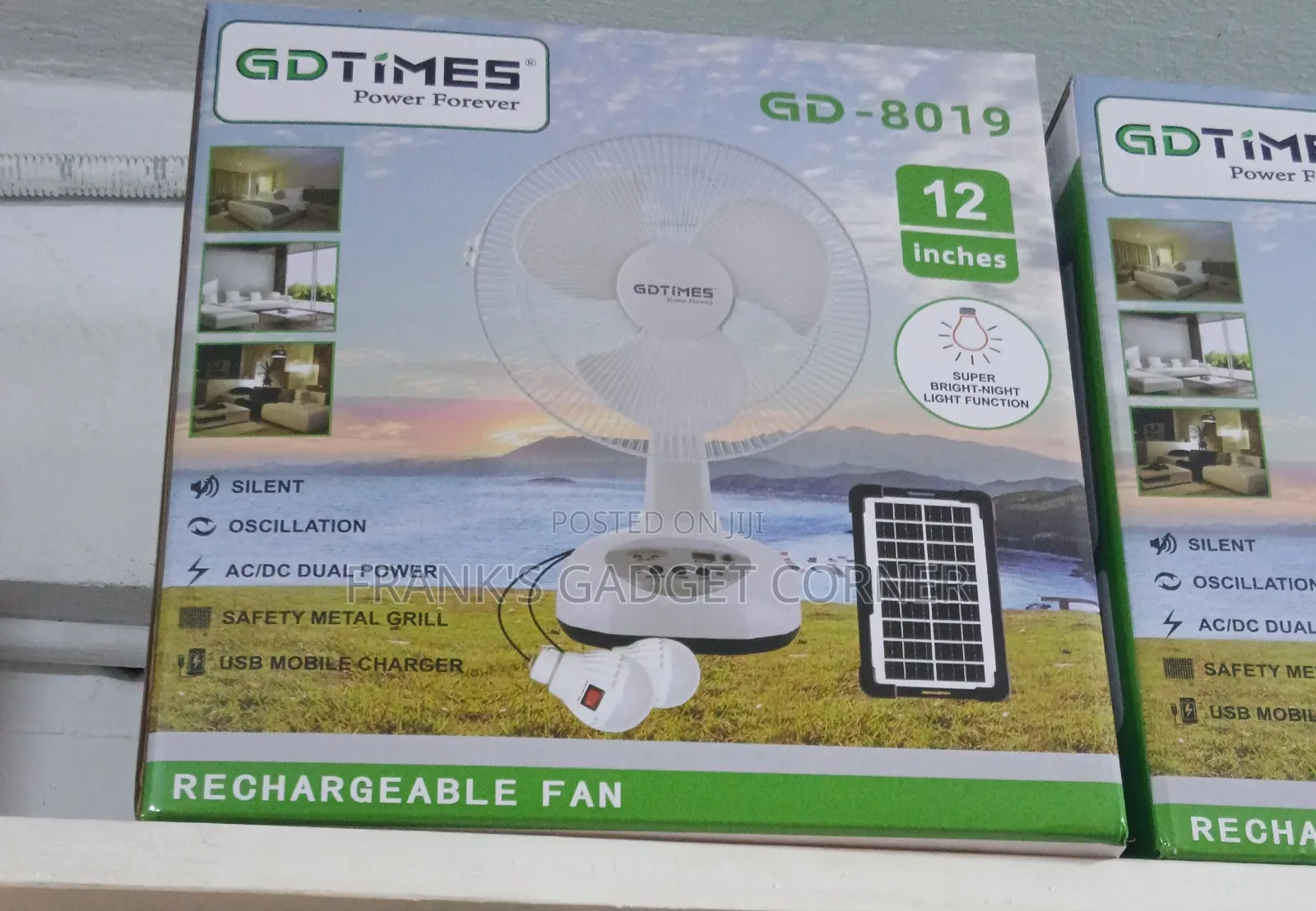 12" Rechargeable Solar Fan