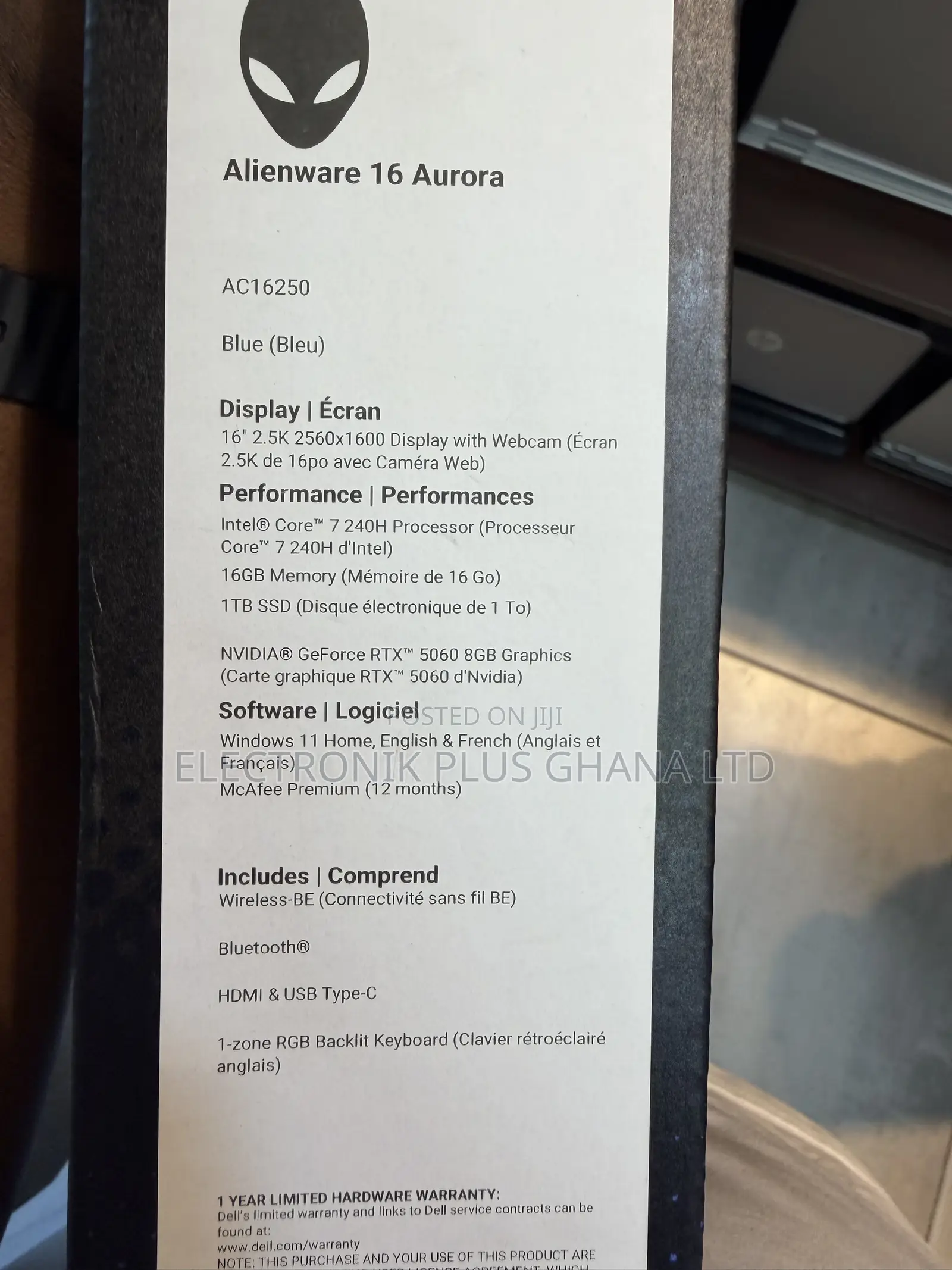 New Laptop Alienware 16 Aurora 16GB Intel Core 7 SSD 1T